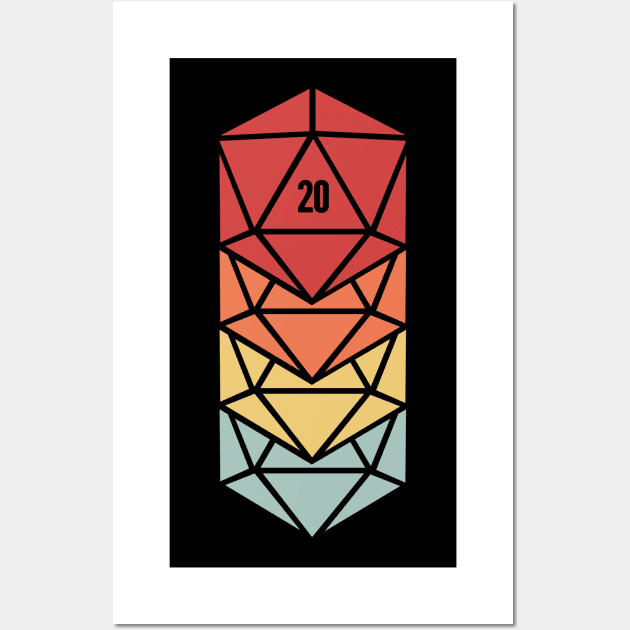 Retro d20 | Roleplaying Board Game Dice Wall Art by MeatMan